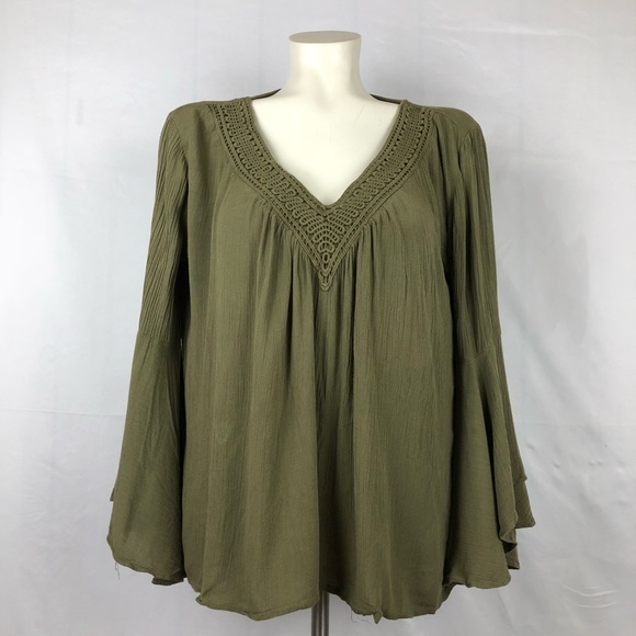 green peasant blouse